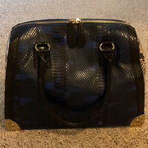 Aldo Black and Gold Textured Satchel